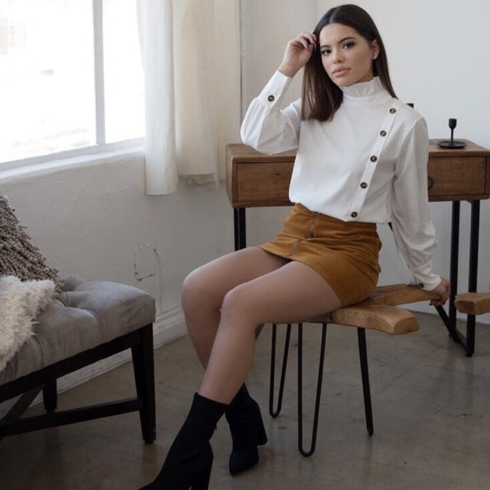 White Side Button Up Blouse